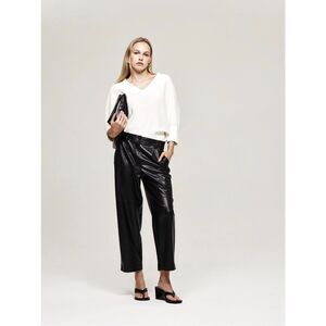 The Reset R Label Slouchy Vegan Leather Trouser Black Size M